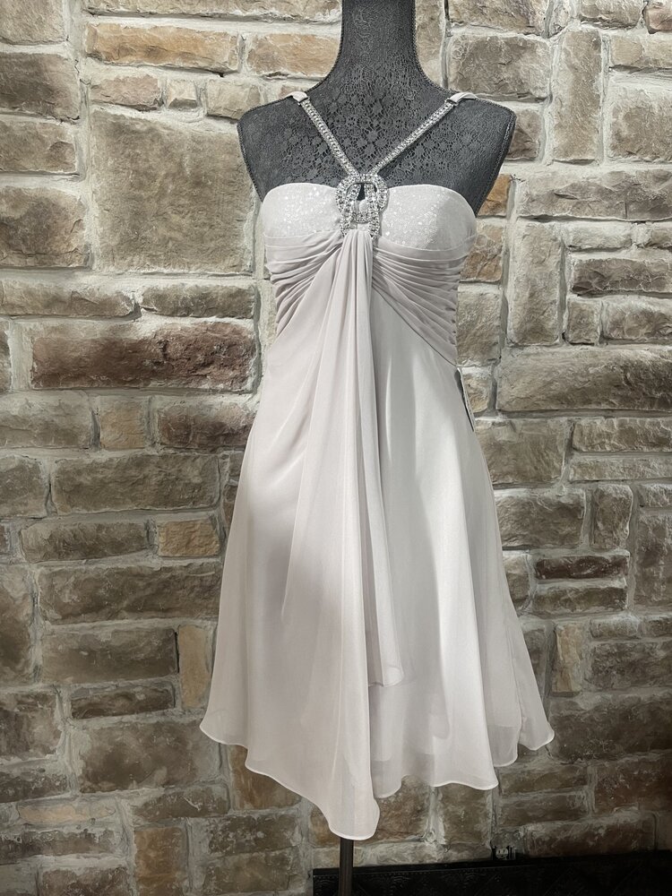 Light Gray Jeweled Cocktail Formal Dress,  Size 8