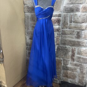 Anny's Bridal Royal Blue Empire Waistline Dress w/ Sweetheart Neckline, Size XS