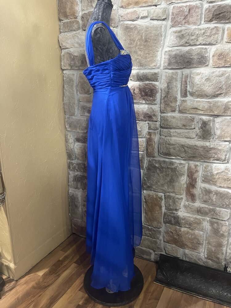 Anny's Bridal Royal Blue Empire Waistline Dress w/ Sweetheart Neckline, Size XS