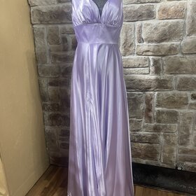 Anny's Bridal Lilac A-Line Gown w/ Split Straps, V-Neck Design and High Slit,