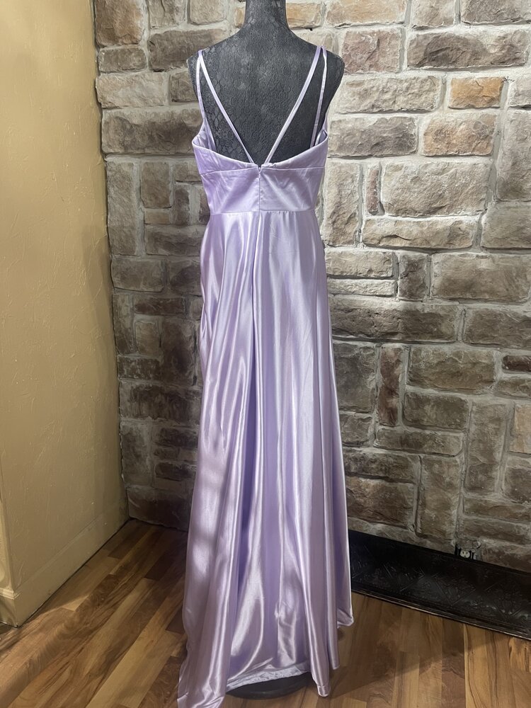 Anny's Bridal Lilac A-Line Gown w/ Split Straps, V-Neck Design and High Slit,