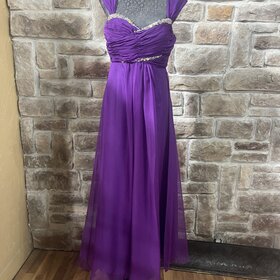 Anny's Bridal Purple Empire Waistline Dress w/Sweetheart Neckline, Size L