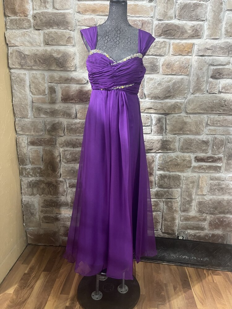 Anny's Bridal Purple Empire Waistline Dress w/Sweetheart Neckline, Size L