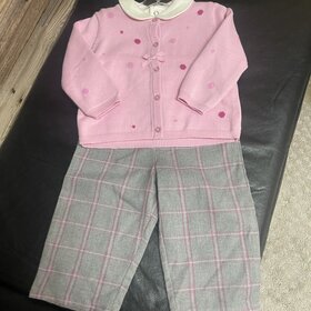Pink and Gray 3pc Sweater Pant Set, Size 12M
