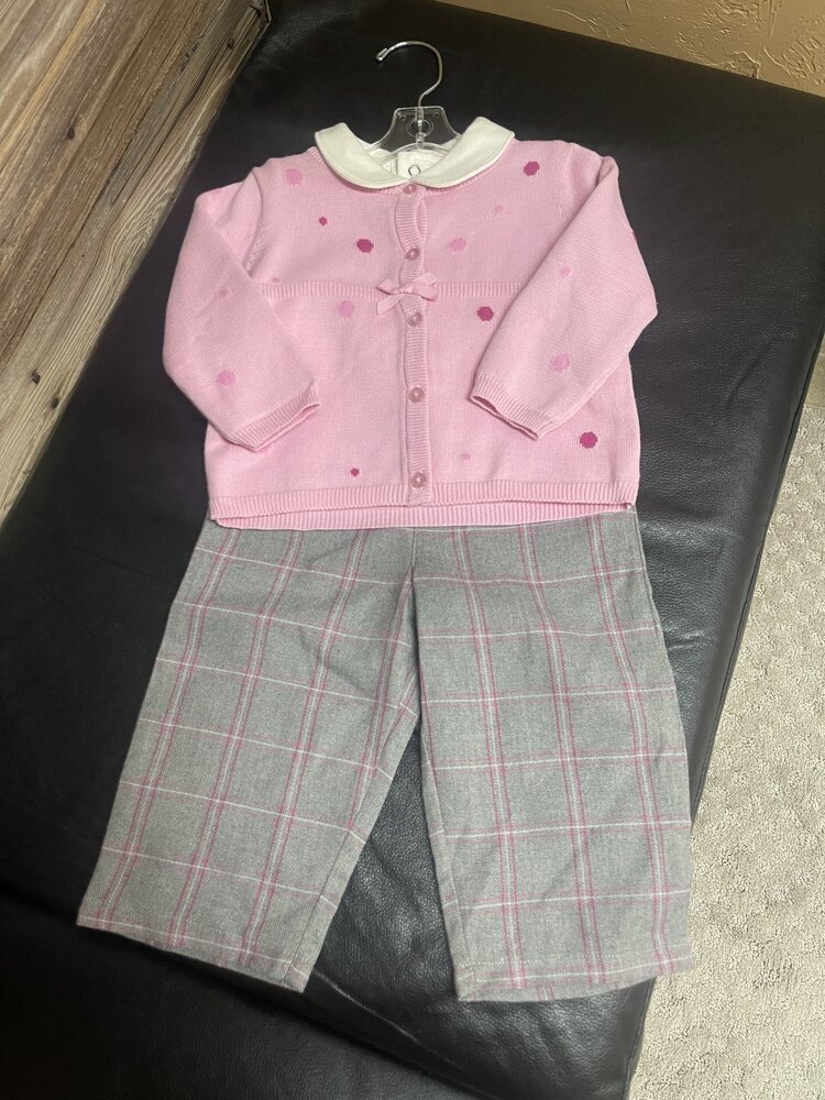 Pink and Gray 3pc Sweater Pant Set, Size 12M