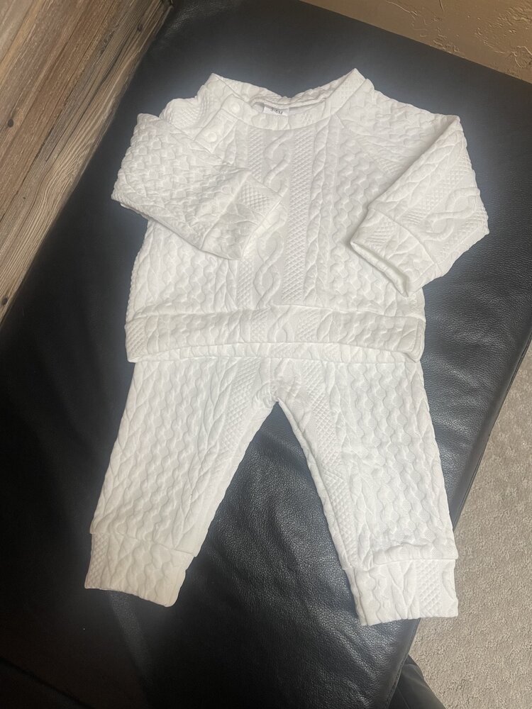 White  2pc Thick Textured Pant Set