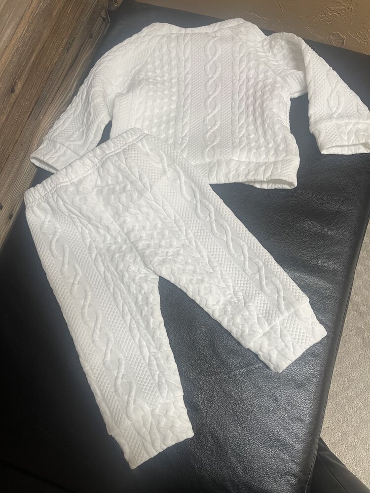 White  2pc Thick Textured Pant Set