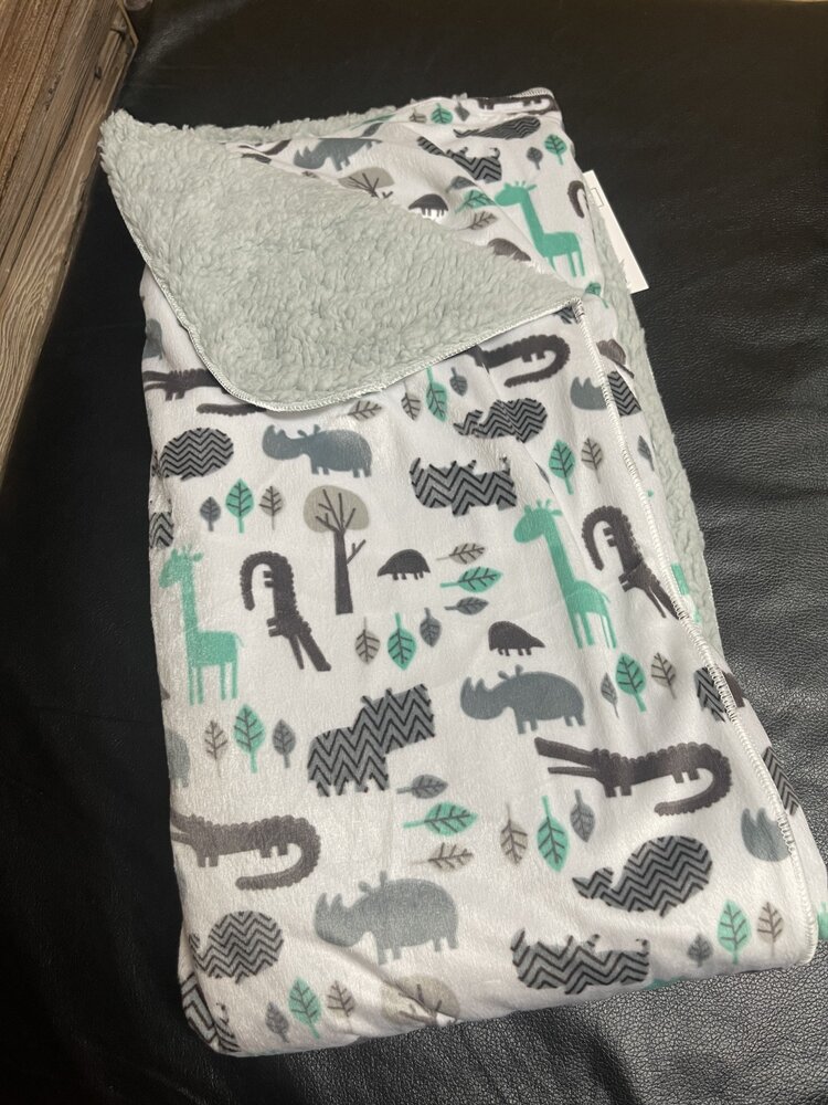 Gray Animal Print Soft Plush Blanket
