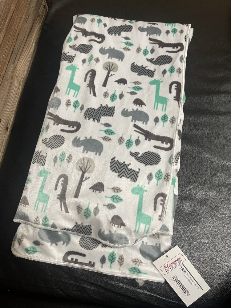 Gray Animal Print Soft Plush Blanket