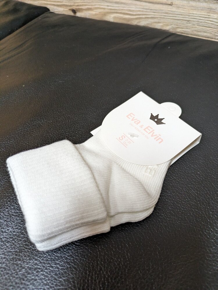 White Triple Cuff Socks , Size 0-18M