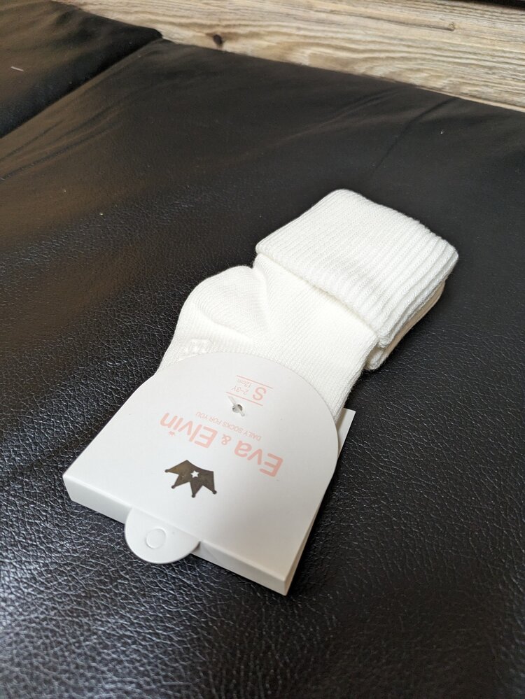 White Triple Cuff Socks , Size 0-18M