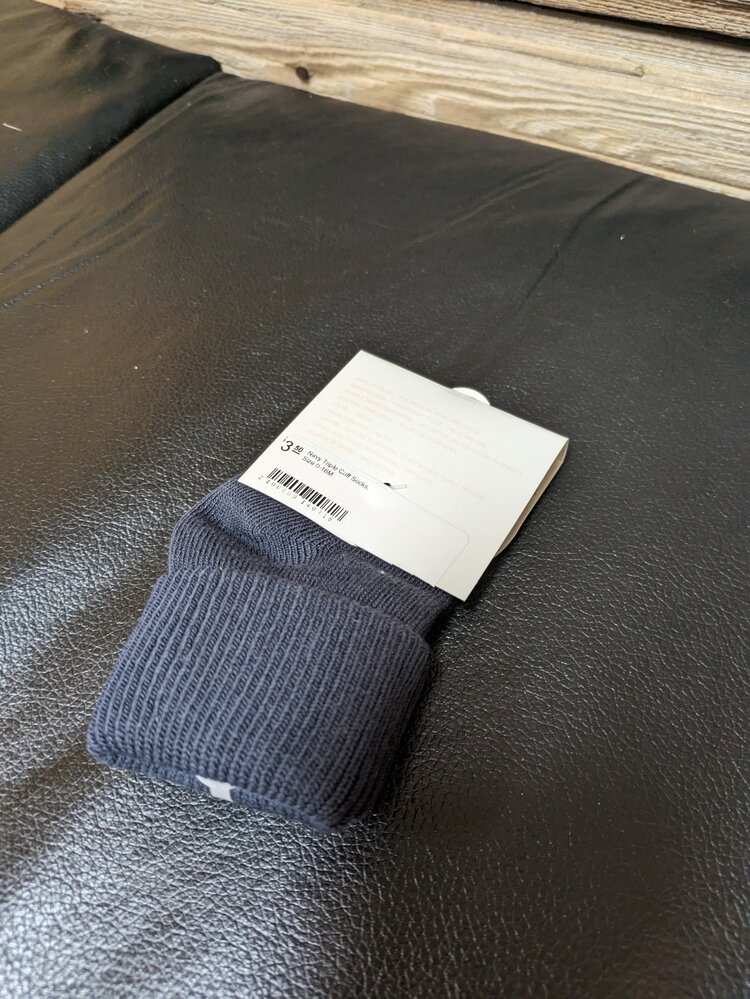 Navy Triple Cuff Socks, Size 0-18M
