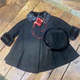 Black Fleece Cape Baby Coat and Hat