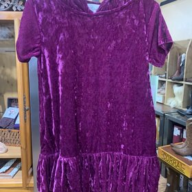 Eggplant Velvet Hoodie Ruffle Dress