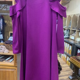 Purple Cold Shoulder Ruffle Dress