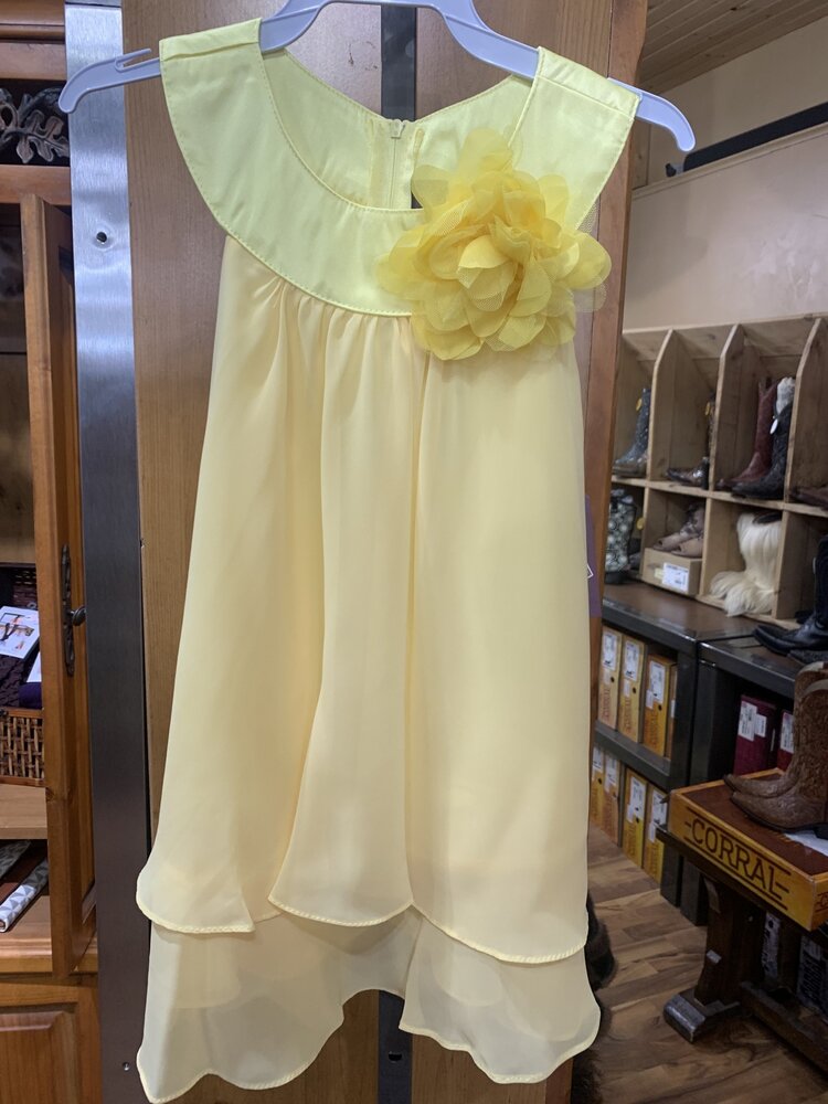 Yellow Chiffon A-Line Dress, Size 3/4