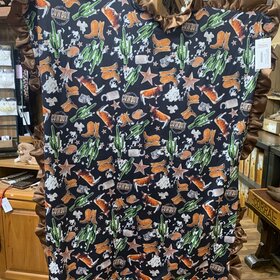 Brown Cowboy and Cactus Printed Reversible Blanket