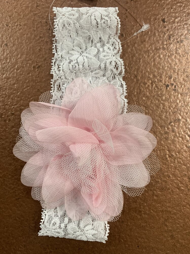 Lace Elastic Mesh Flower Headband, O/S