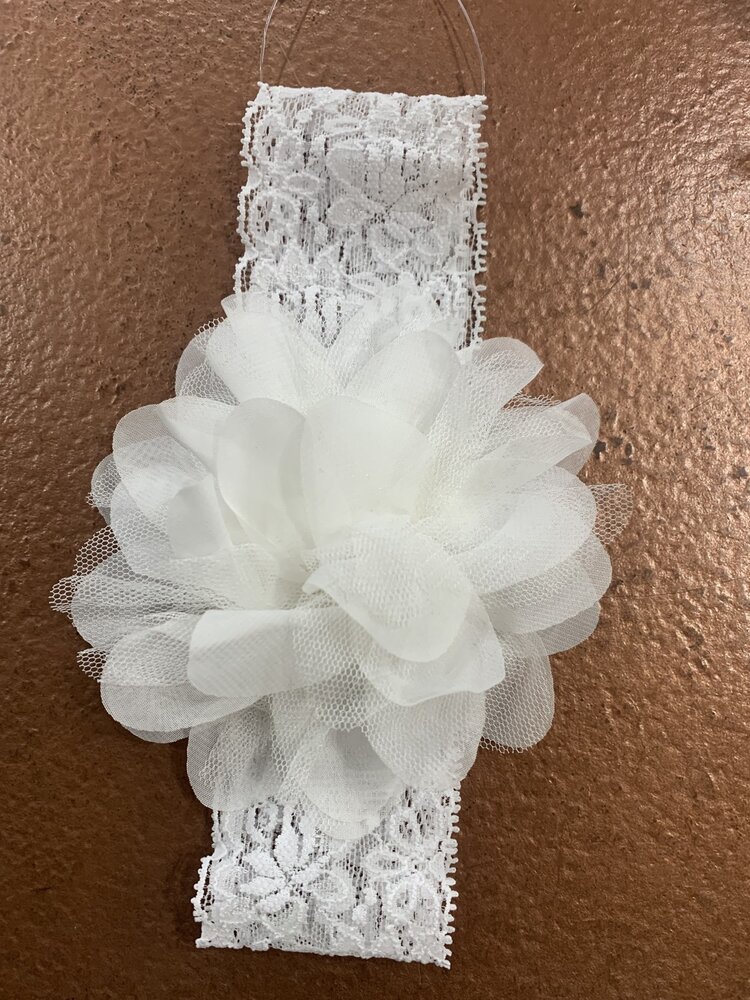 Lace Elastic Mesh Flower Headband, O/S