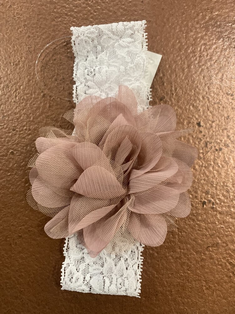 Lace Elastic Mesh Flower Headband, O/S