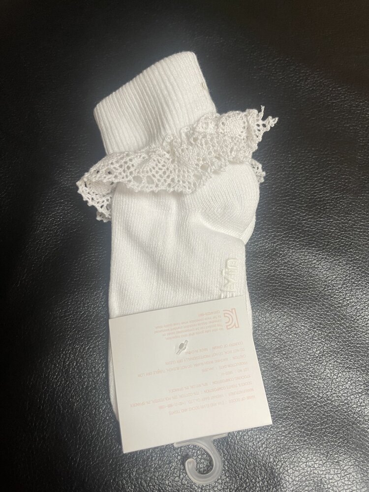 White Classic Frill Anklets