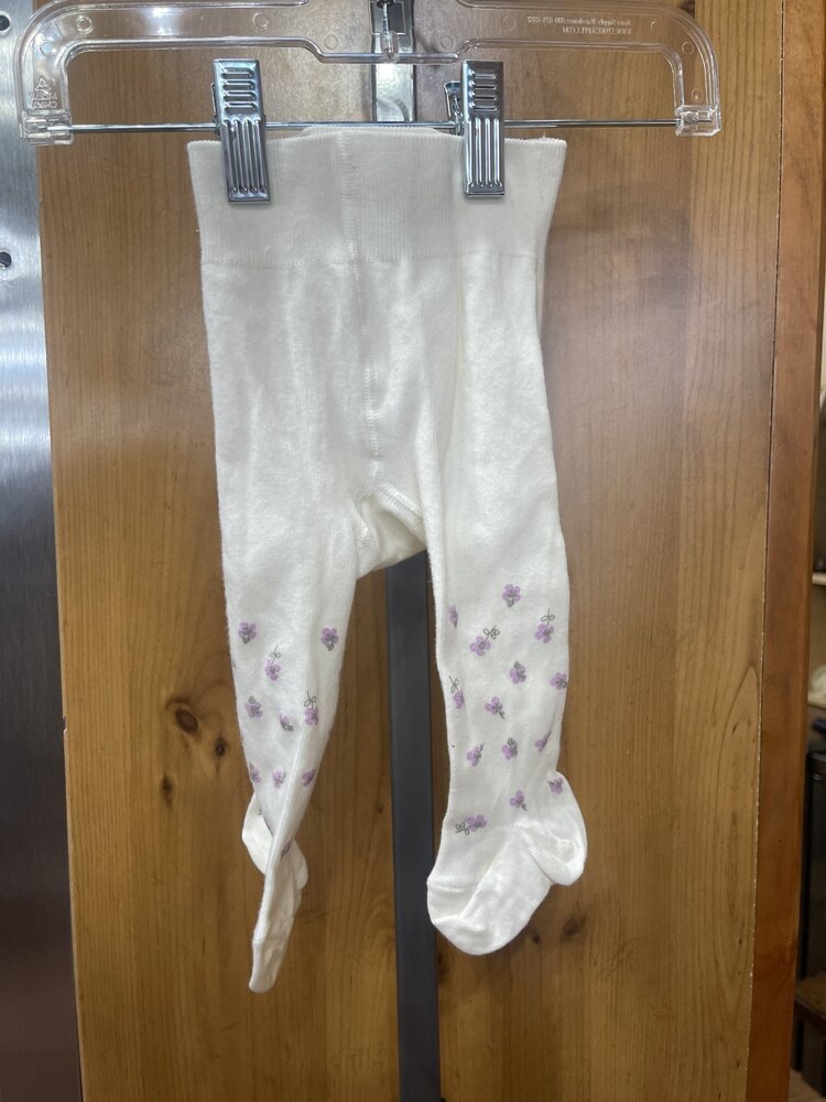 Pink Ruffled Back Dress w/ White Flowered Tights, Size 3M