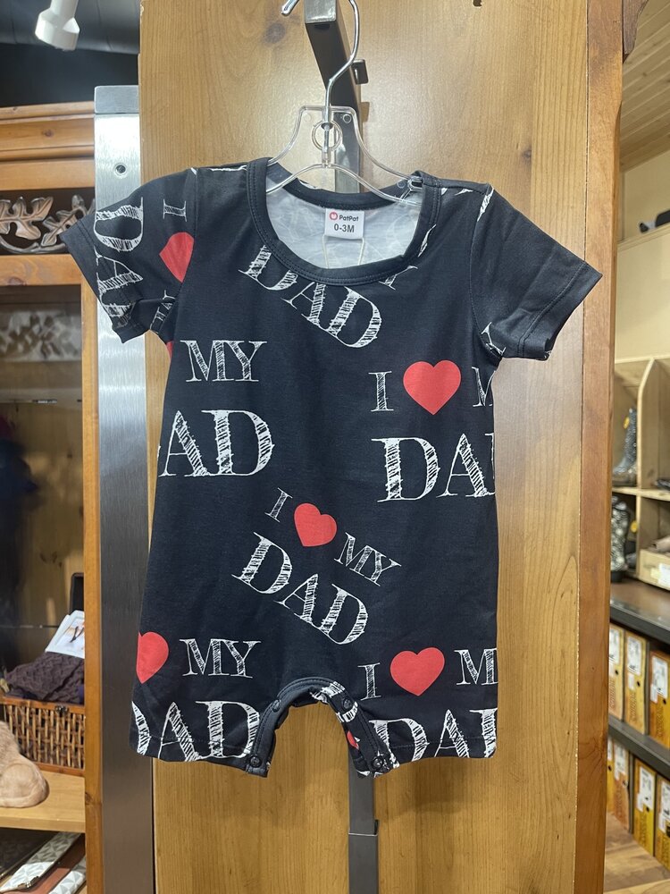Black I Love Dad Romper