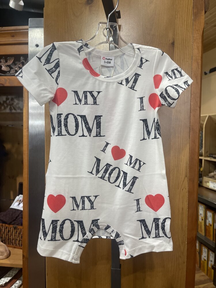 White I Love Mom Romper