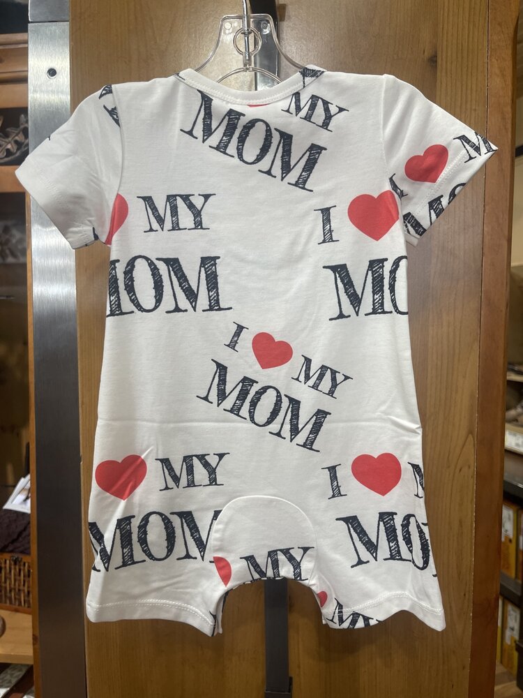 White I Love Mom Romper