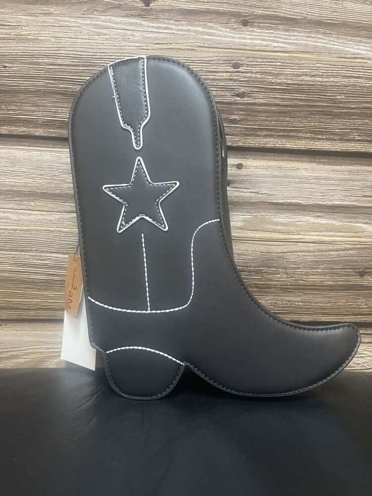 Black Cowboy Boot Crossbody Chain Bag