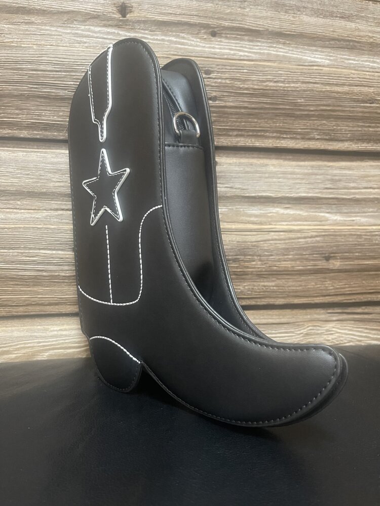Black Cowboy Boot Crossbody Chain Bag