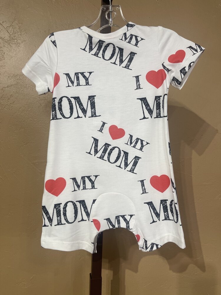 White I Love Mom Romper