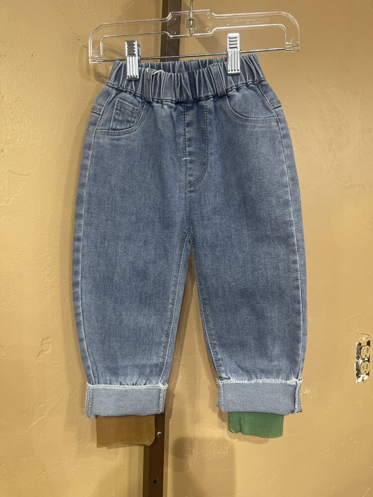 Blue Denim Cuffed Jeans