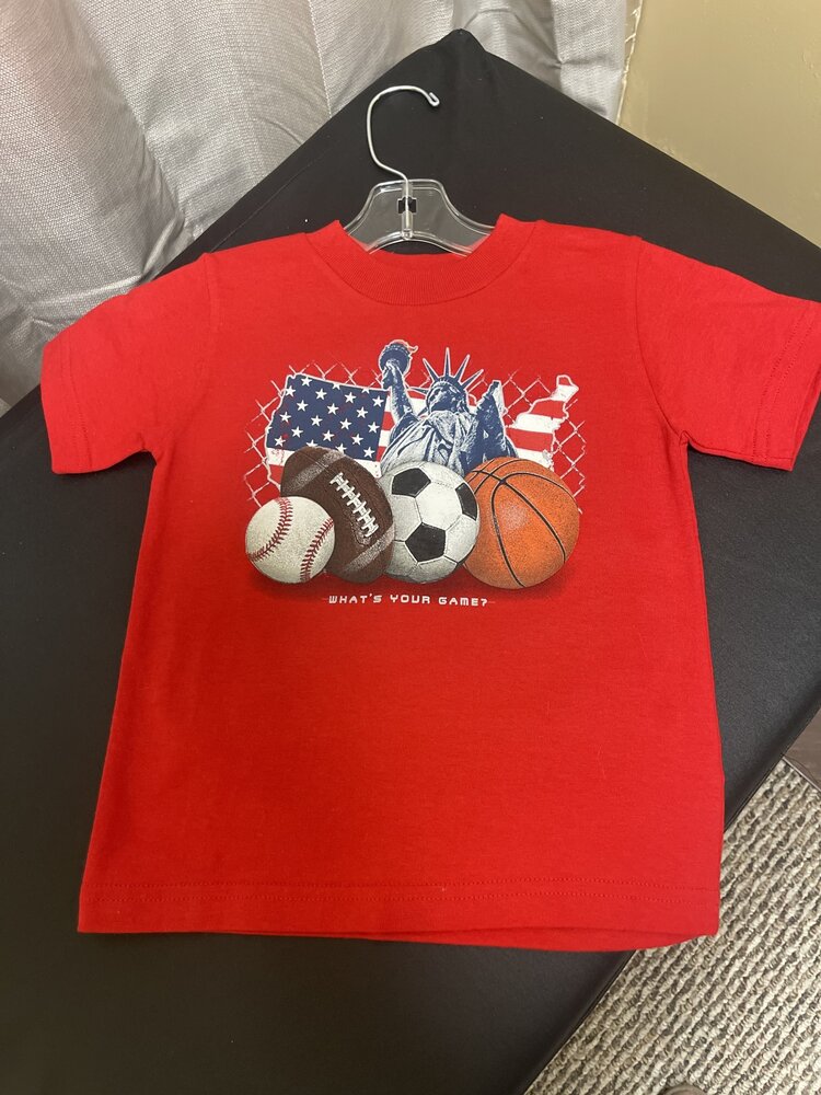Red American Sports T-shirt, Size 2T