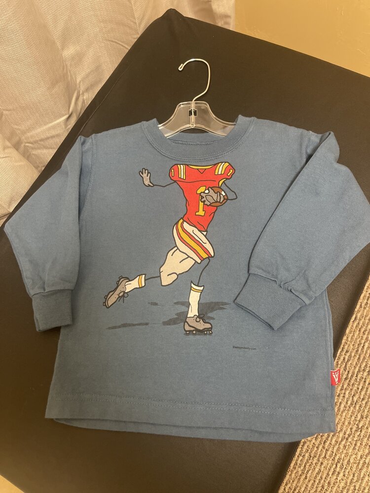 Blue-Gray Football Playing T-shirt, Size 2T