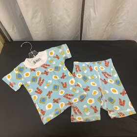Blue Bacon & Eggs Pajama Set, Size 12M