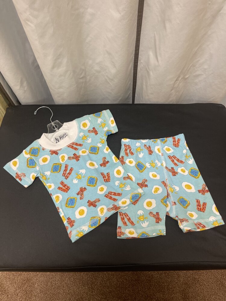 Blue Bacon & Eggs Pajama Set, Size 12M