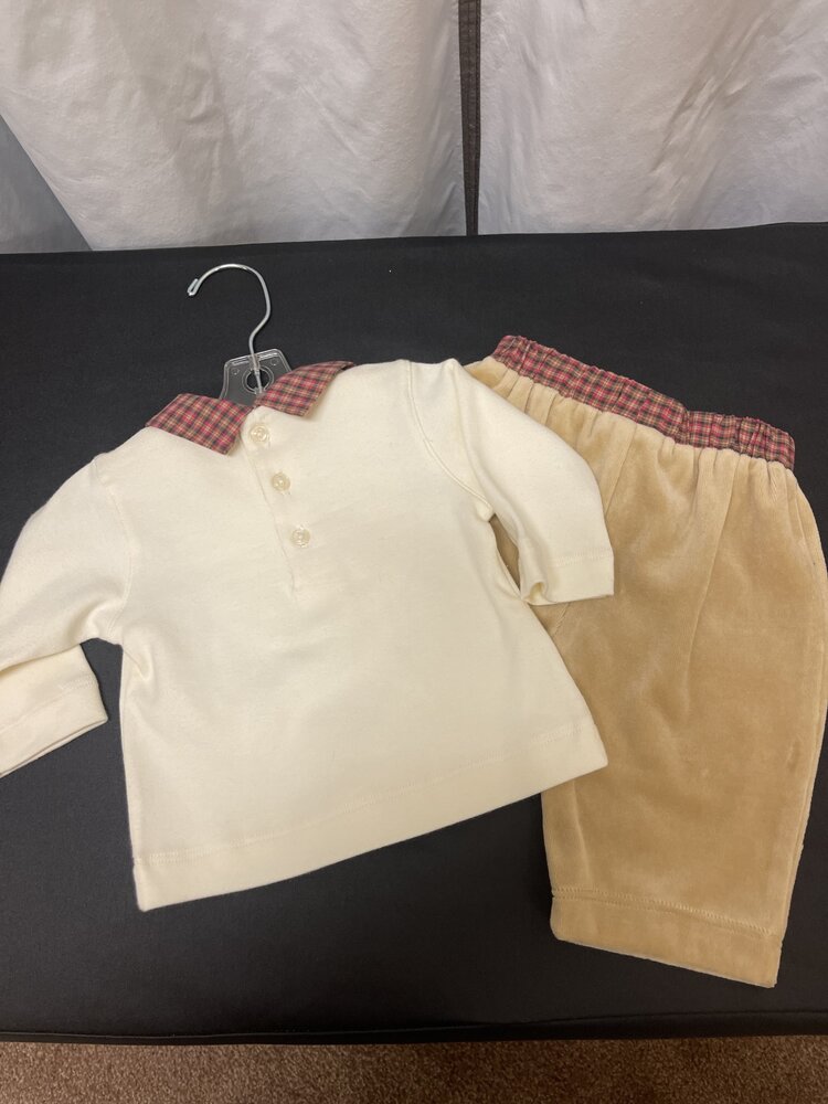 Tan & Beige Puppy Pant Set, Size 3M