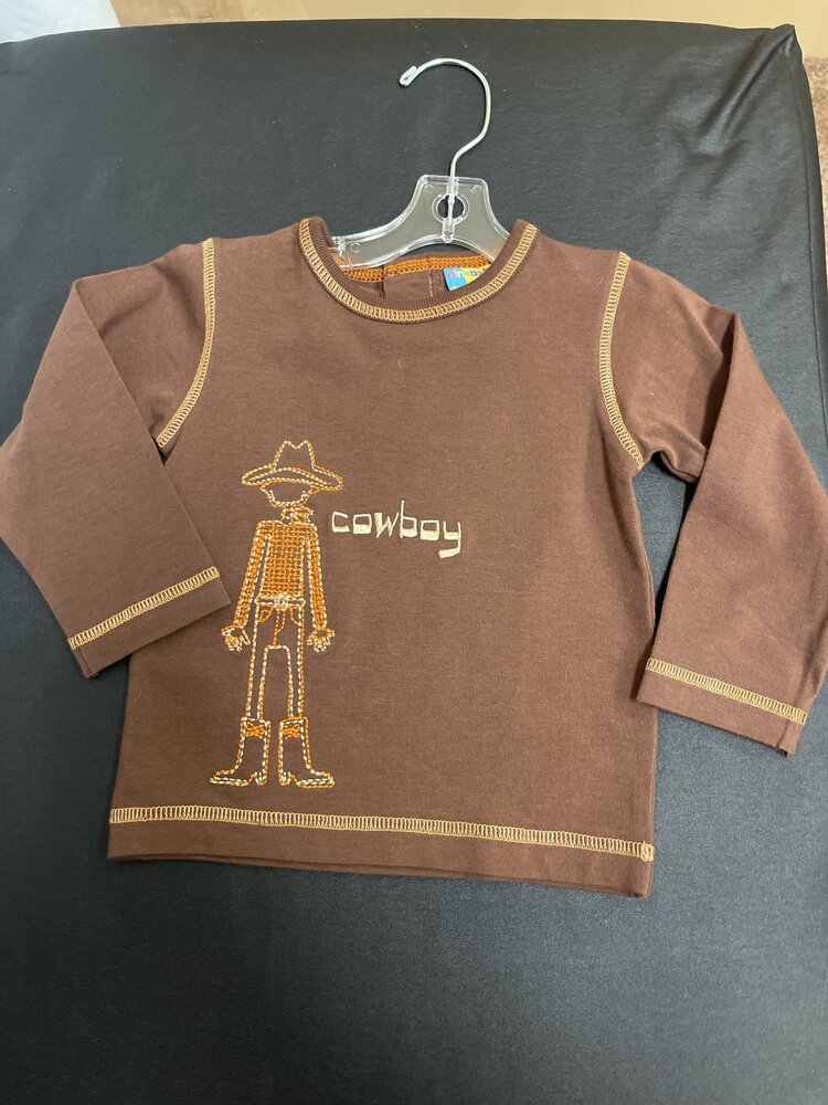 Brown Cowboy Long Sleeve T-shirt, Size 18M