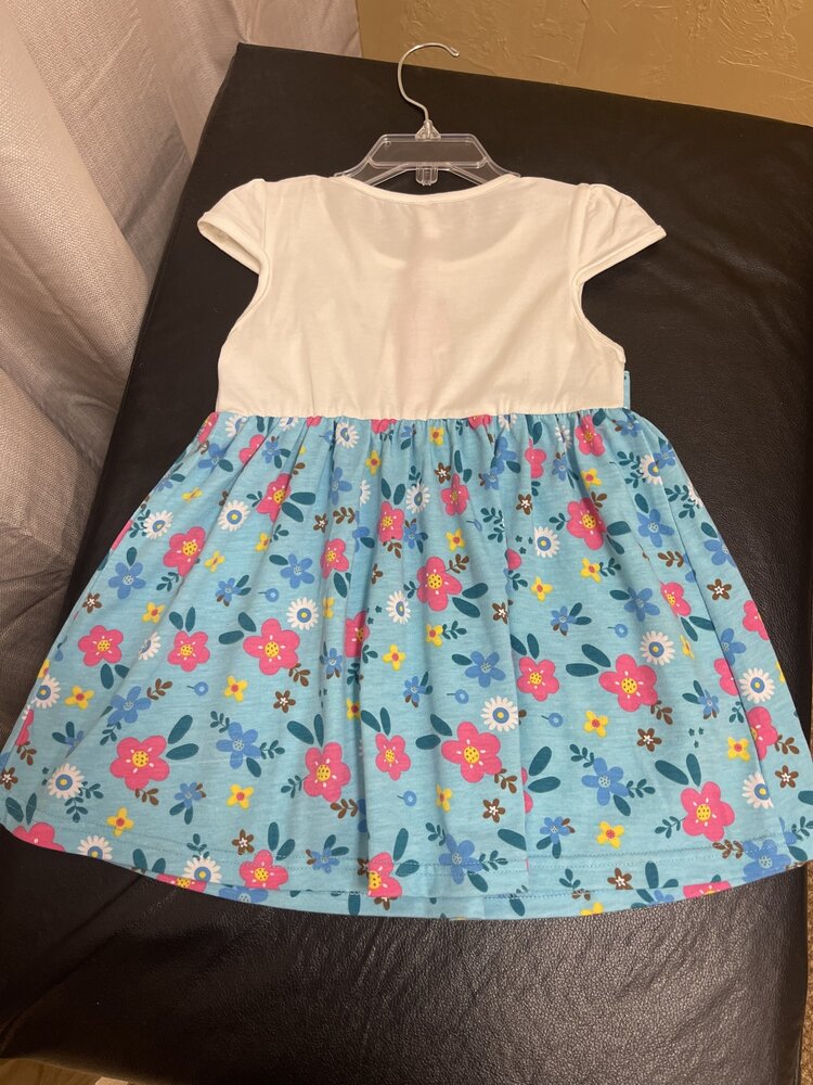 Turquoise Floral Double Layer Dress