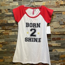 White, Red & Black Born 2 Shine T-shirt Dress