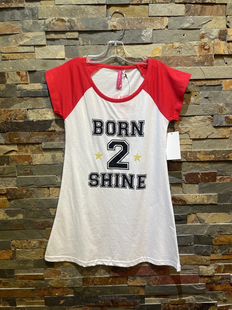 White, Red & Black Born 2 Shine T-shirt Dress