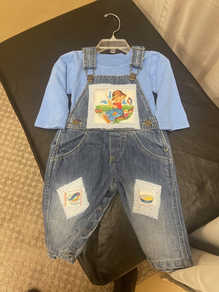 Blue Denim Fishing Bib Overall Set, Size 6M