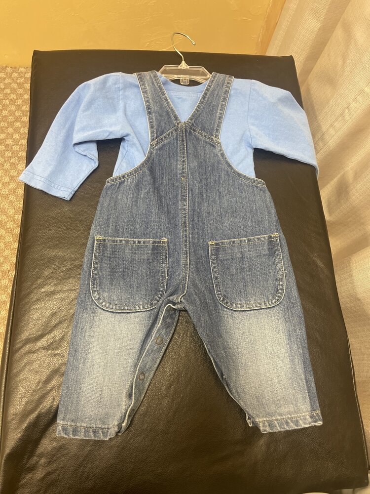 Blue Denim Fishing Bib Overall Set, Size 6M