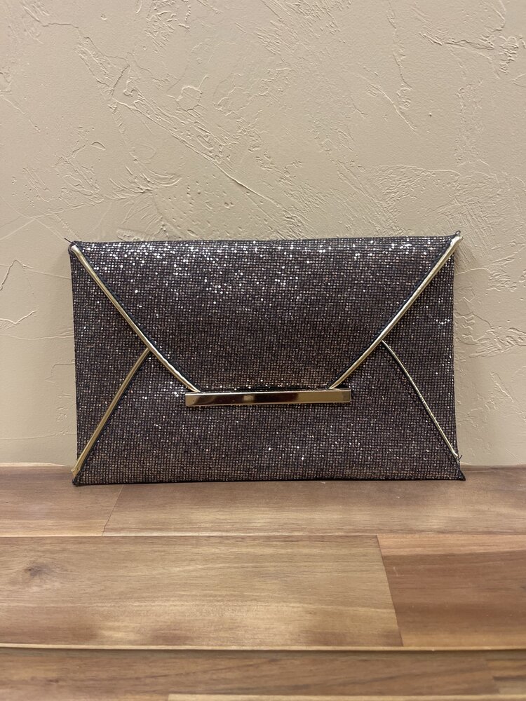 Bronze w/Gold Trim Envelope Sparkle Clutch