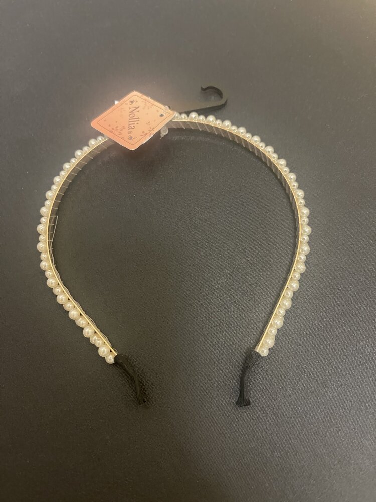 White Classic Faux Pearl Slim Tiara Headband