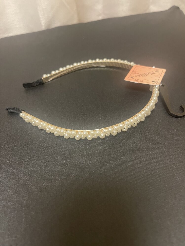 White Classic Faux Pearl Slim Tiara Headband