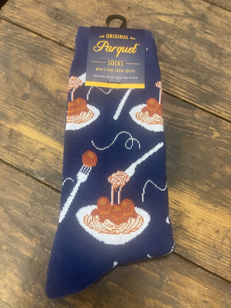 Navy Spaghetti & Meatballs Socks, Size 10-13