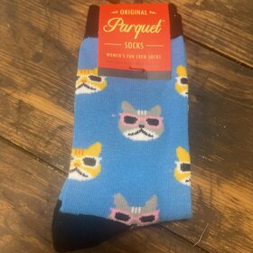 Blue Cool Cats Socks, Size 9-11