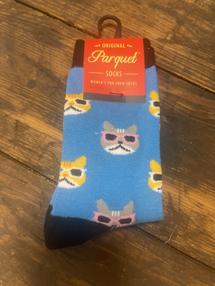 Blue Cool Cats Socks, Size 9-11